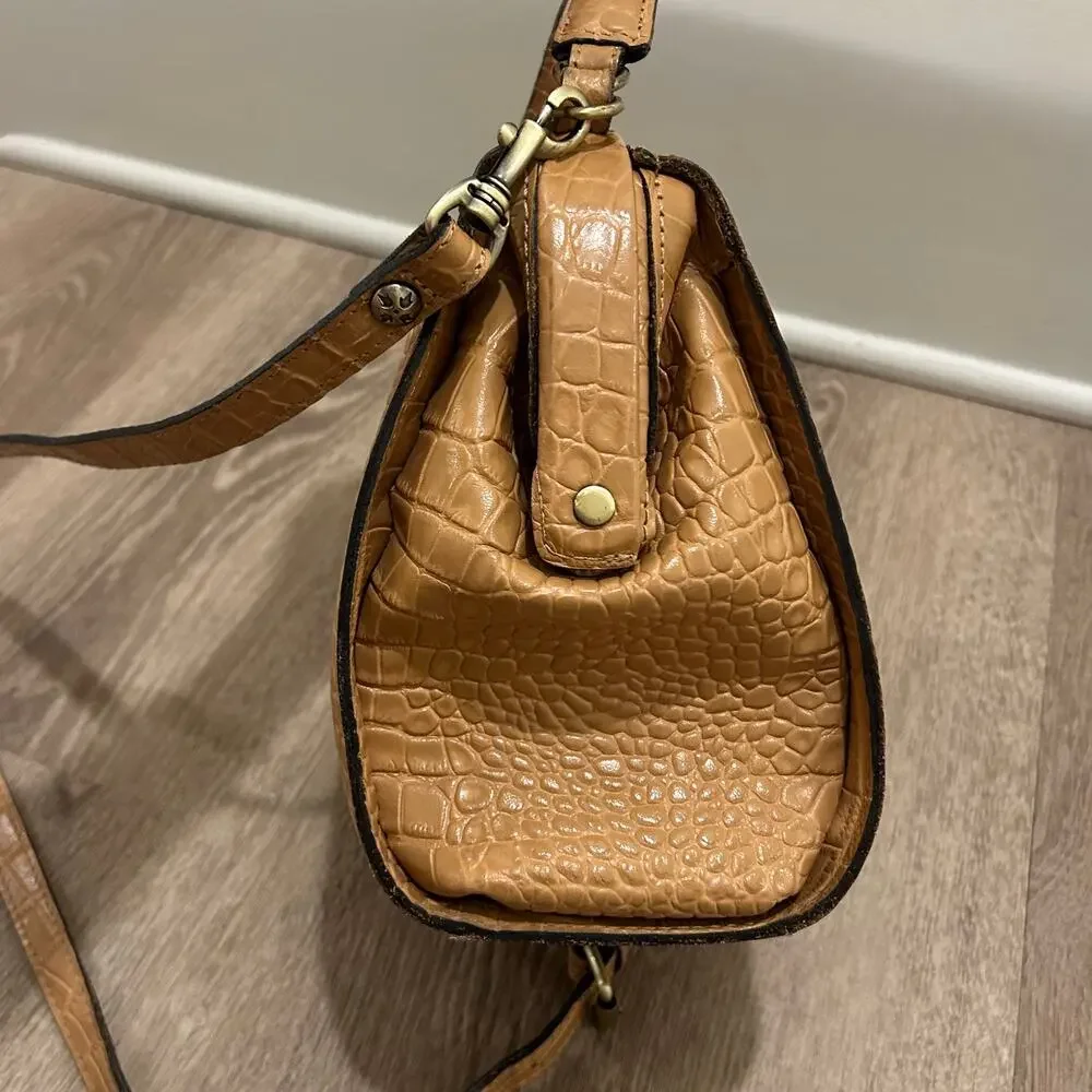 Patricia‎ Nash Nela Croc Embossed Leather Satchel Biscuit Top Handle Crossbody